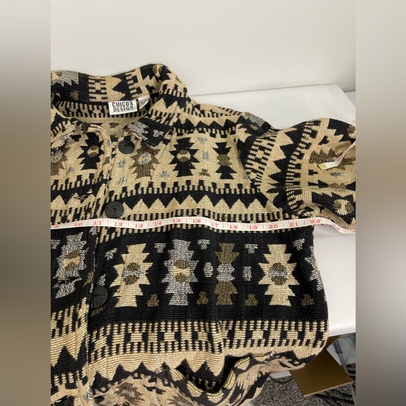 Vintage Chico’s Design Textured Weaved Western Hippie Jacket Size 1/M - Picture 6 of 7